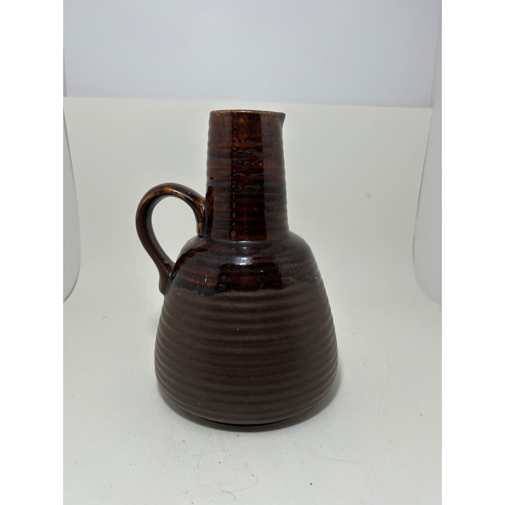Rogers Collection Canada‎ 1092 Brown Ribbed Ceramic Pitcher Mid Century Modern